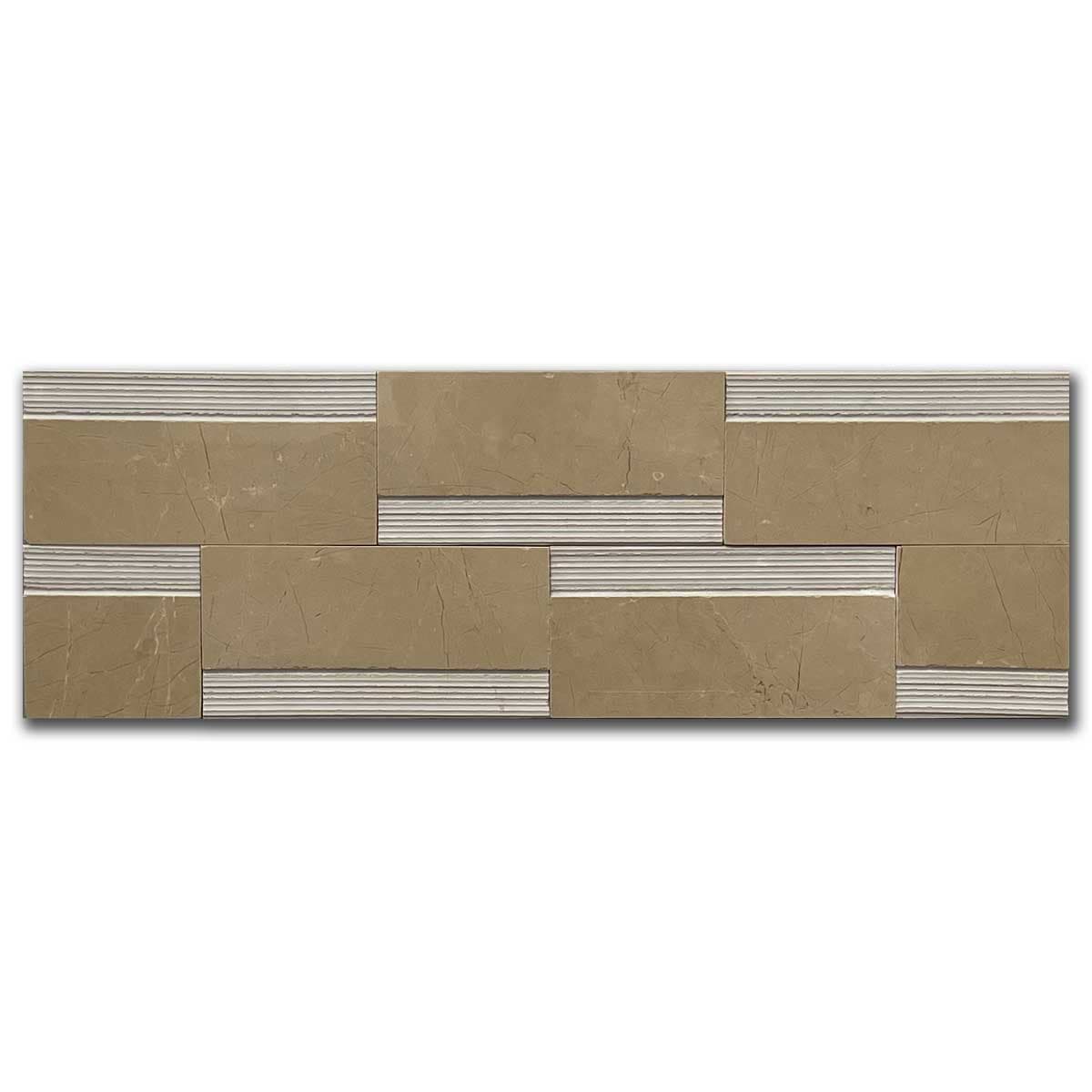 мозайка Дарк Беж Лайндроу – Полиран Мрамор 14x42 см | Ексклузивен Естествен Камък