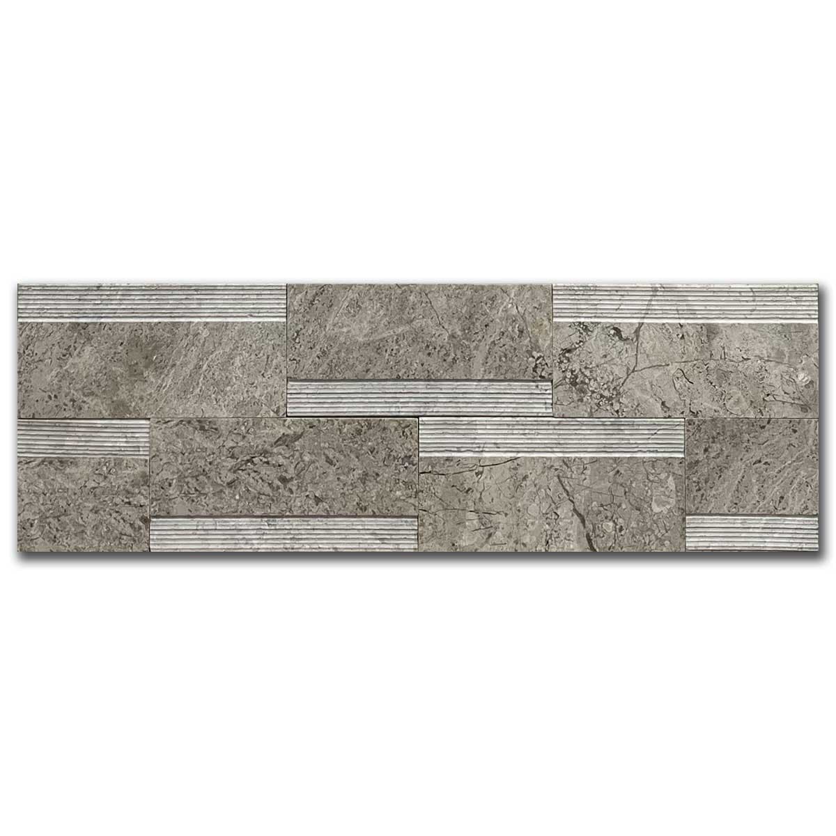 мозайка Тундра Грей Лайндроу – Шлайфан Мрамор 14x42 см | Ексклузивен Естествен Камък