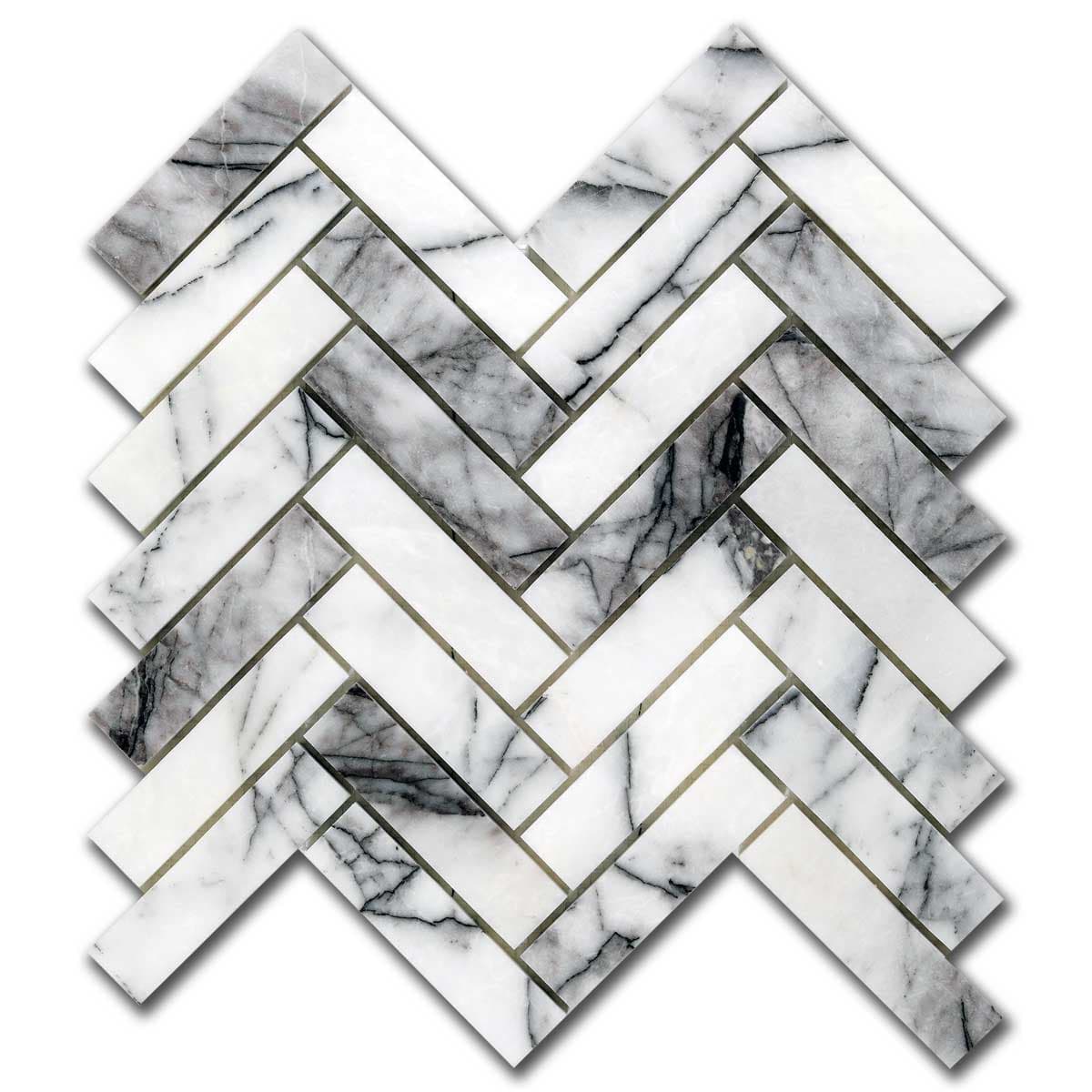 мозайка Лейлак Херингбон – Полиран Мрамор 2.5x10 см | Ексклузивен Естествен Камък