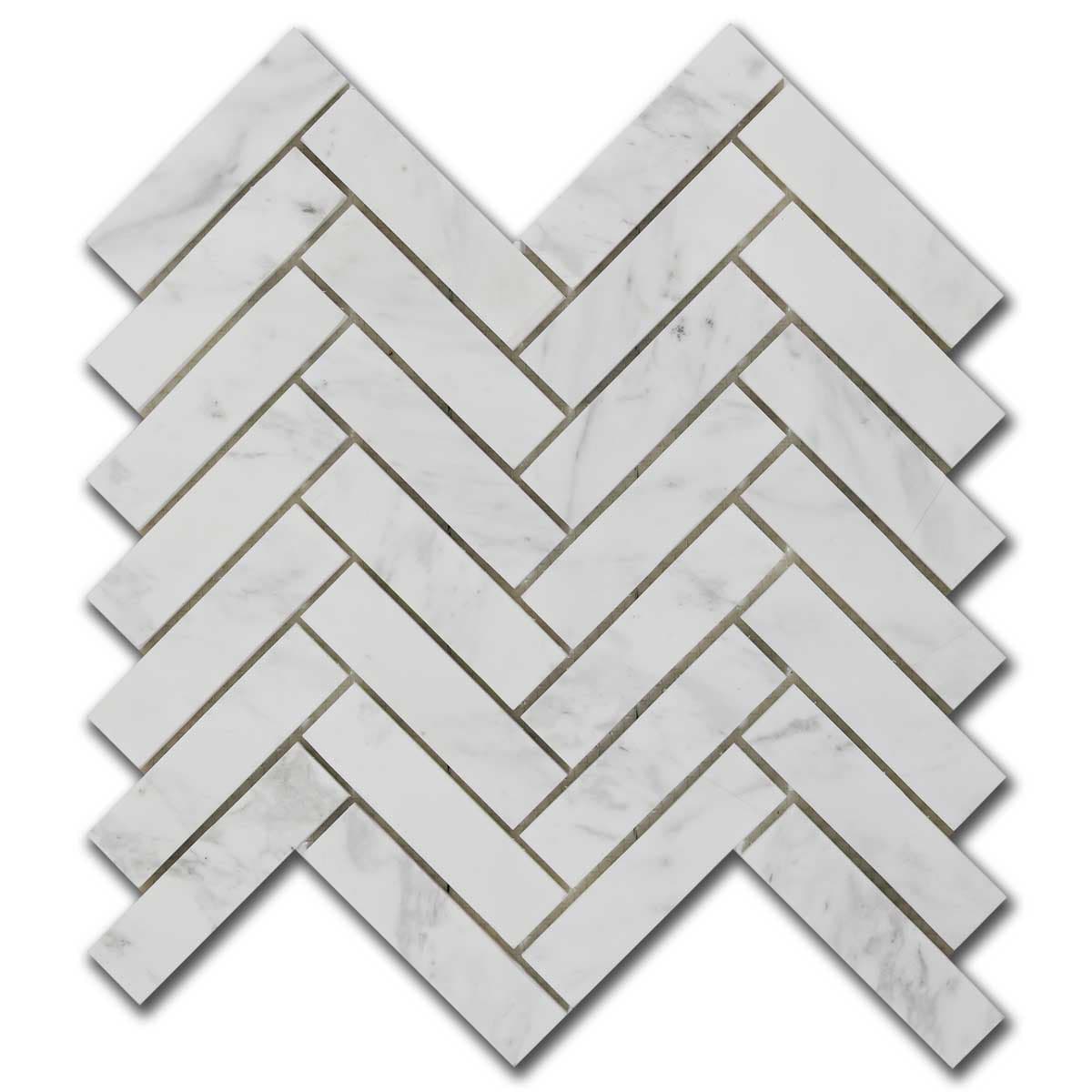 мозайка Волакас Херингбон – Полиран Мрамор 2.5x10 см | Ексклузивен Естествен Камък