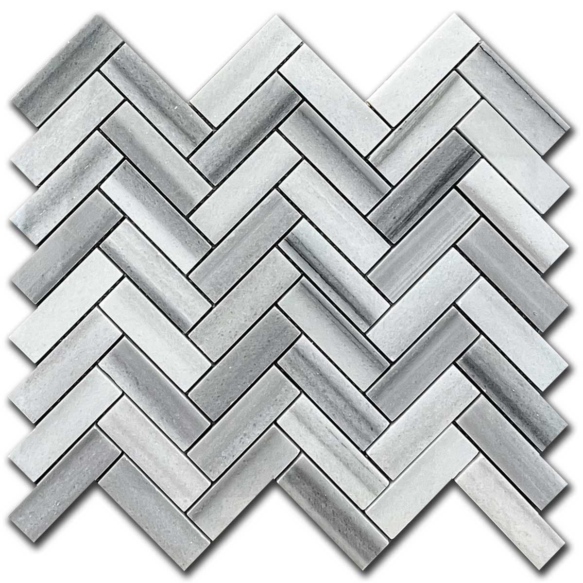 мозайка Зебра Херингбон – Полиран Мрамор 2.3x7.5 см | Ексклузивен Естествен Камък