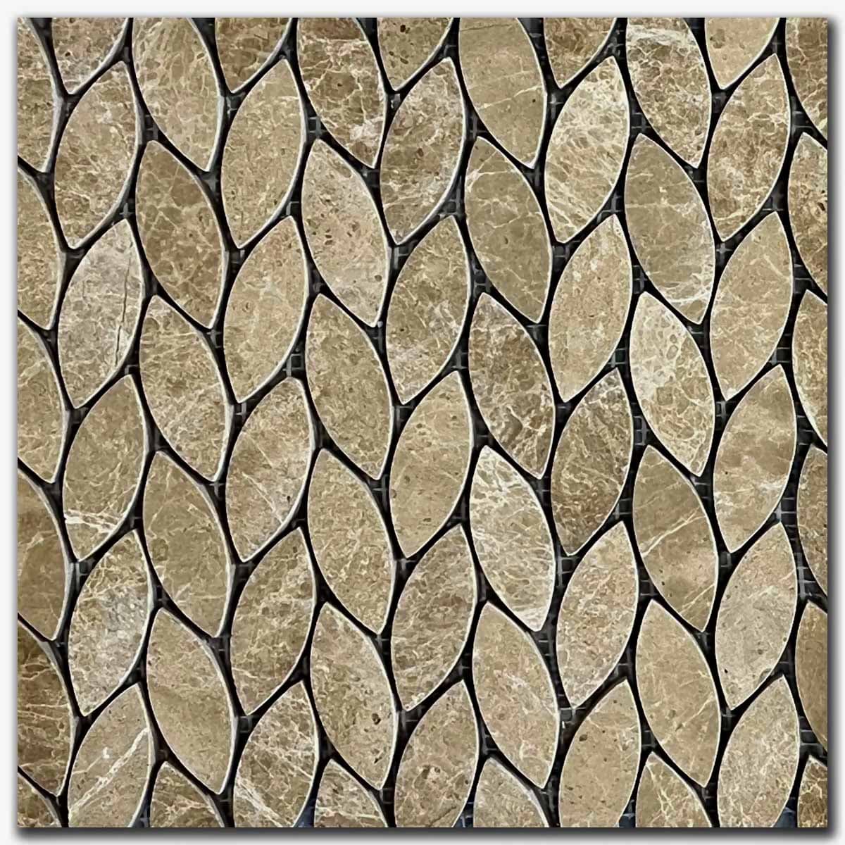 мозайка Емперадор Лист – Шлайфан Мрамор 29x31 см | Ексклузивен Естествен Камък