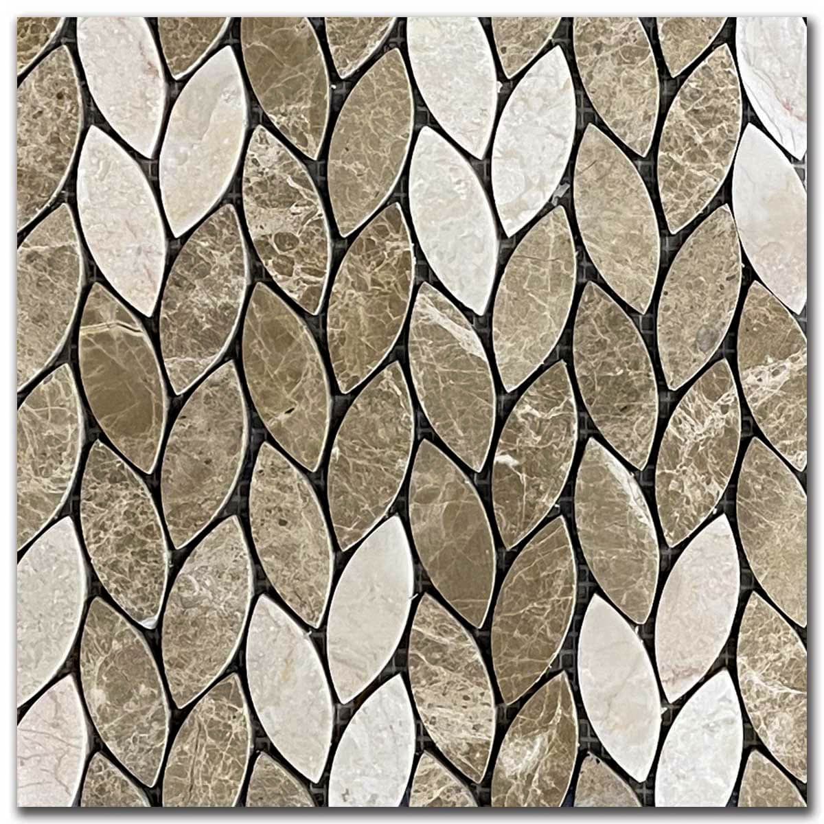 мозайка Емперадор И Беж Микс Лист – Шлайфан Мрамор 29x31 см | Ексклузивен Естествен Камък