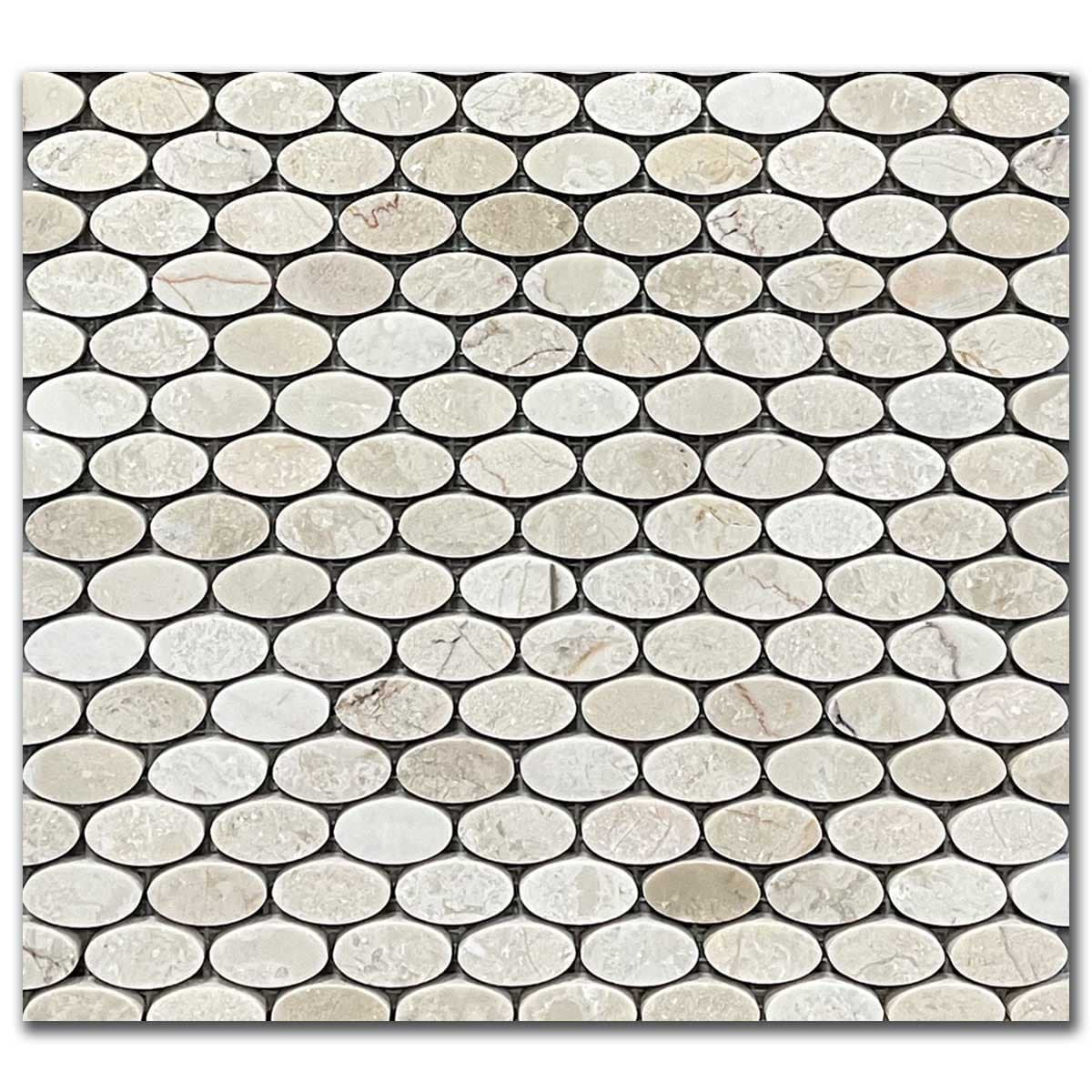 мозайка Беж Елипс – Полиран Мрамор 30x30 см | Ексклузивен Естествен Камък