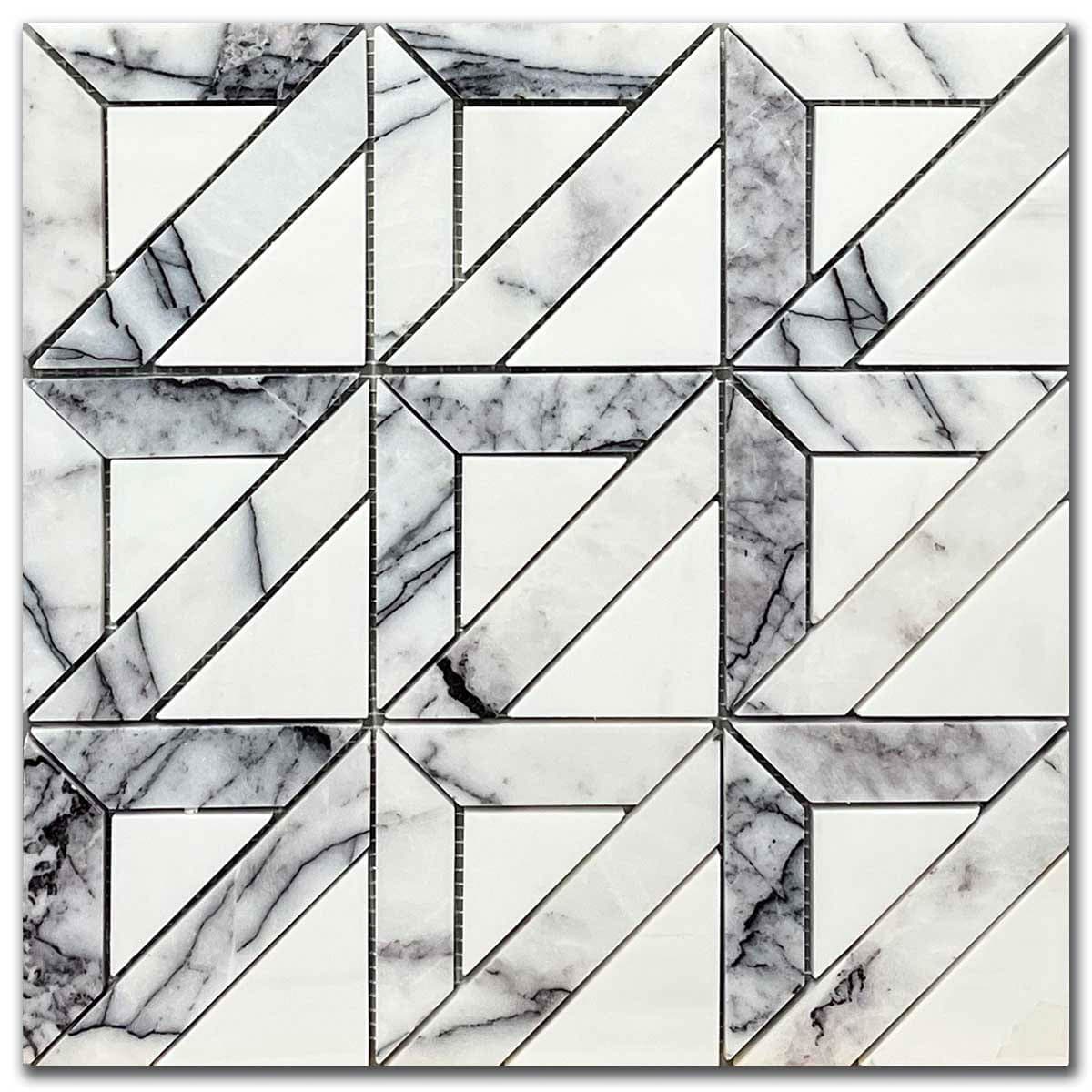 мозайка Лейлак И Доломит Мона И – Шлайфан Мрамор 30.5x30.5 см | Ексклузивен Естествен Камък