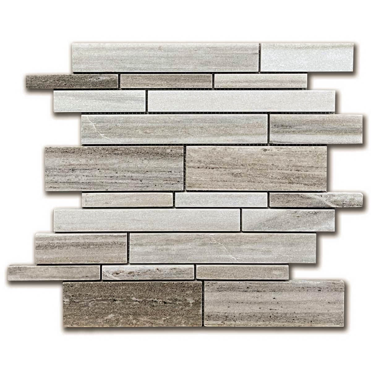 мозайка Палисандро Рандъм Стрип – Полиран Мрамор 30.5x30.5 см | Ексклузивен Естествен Камък