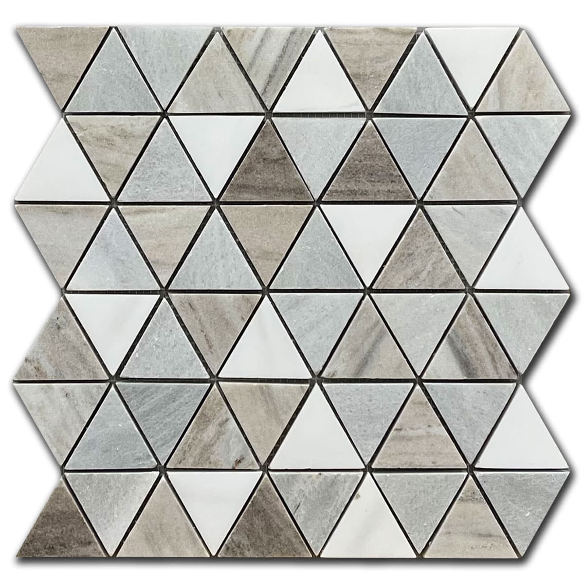 мозайка Палисандро Микс Триeнгъл – Шлайфан Мрамор 30.5x30.5 см | Ексклузивен Естествен Камък