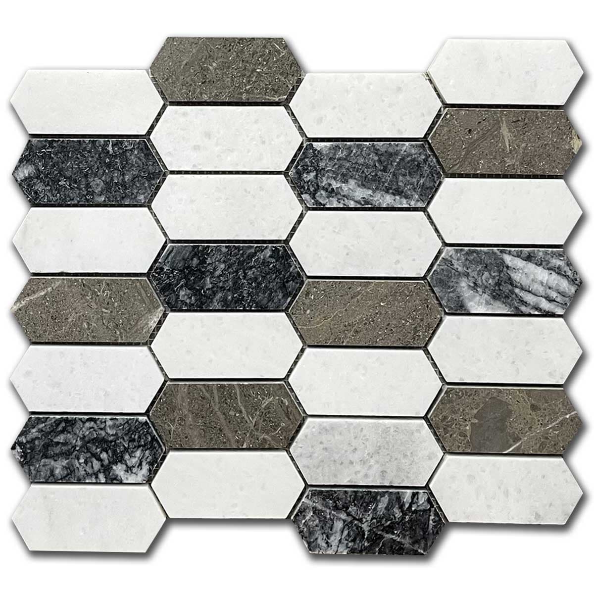 мозайка Карера Микс Мини Пикът – Шлайфан Мрамор 30x35 см | Ексклузивен Естествен Камък