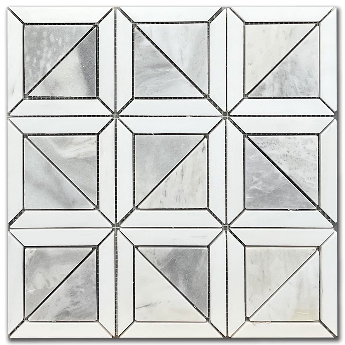 мозайка Доломит И Аргенто Илузион – Полиран Мрамор 31x31 см | Ексклузивен Естествен Камък