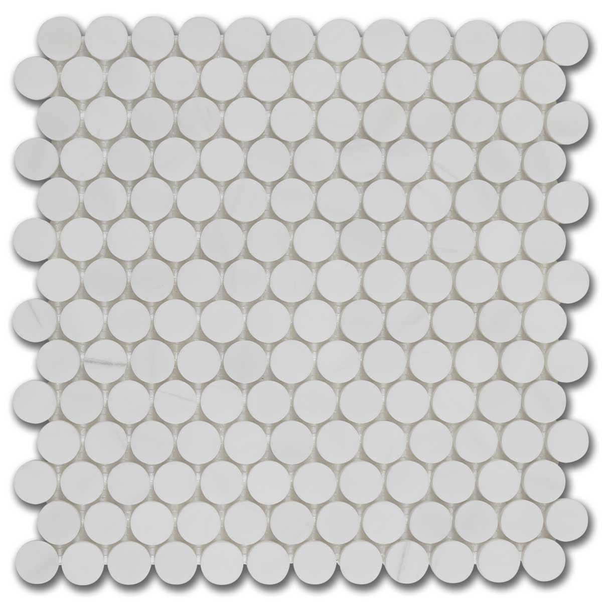 мозайка Доломит Пени Раунд – Полиран Мрамор 31.5x31.8 см | Ексклузивен Естествен Камък
