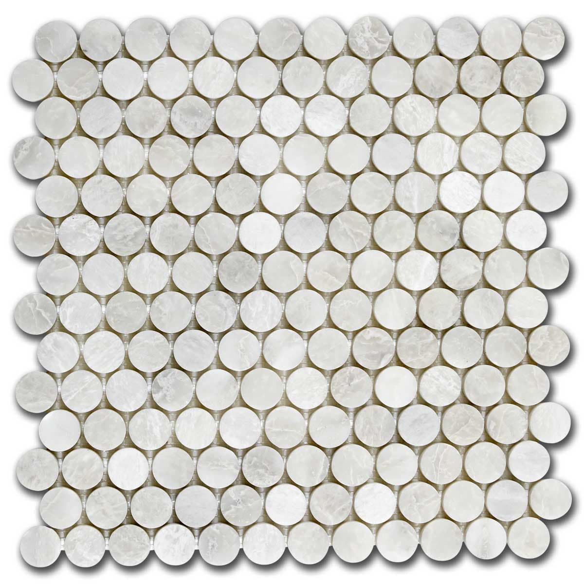 мозайка Айсберг Пени Раунд – Полиран Мрамор 31.5x31.8 см | Ексклузивен Естествен Камък
