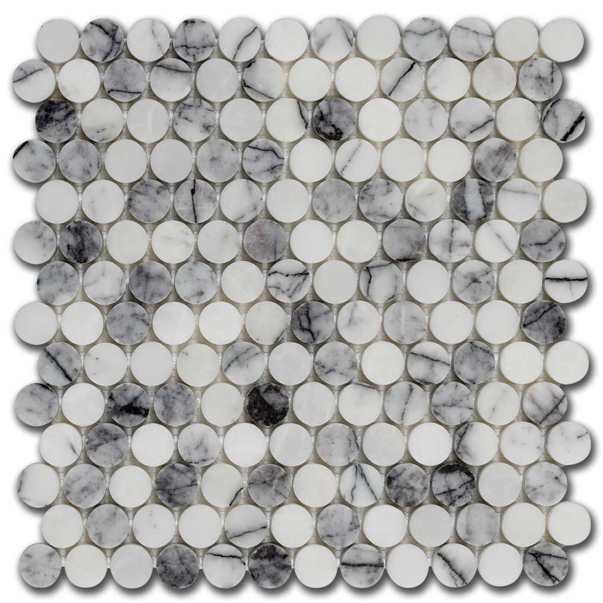 мозайка Лейлак Пени Раунд – Полиран Мрамор 31.5x31.8 см | Ексклузивен Естествен Камък