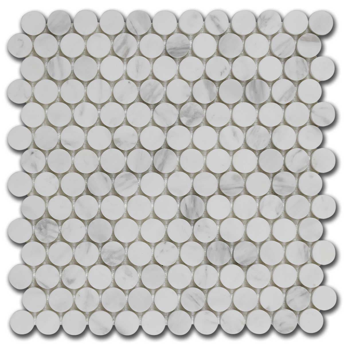 мозайка Волакас Пени Раунд – Полиран Мрамор 31.5x31.8 см | Ексклузивен Естествен Камък