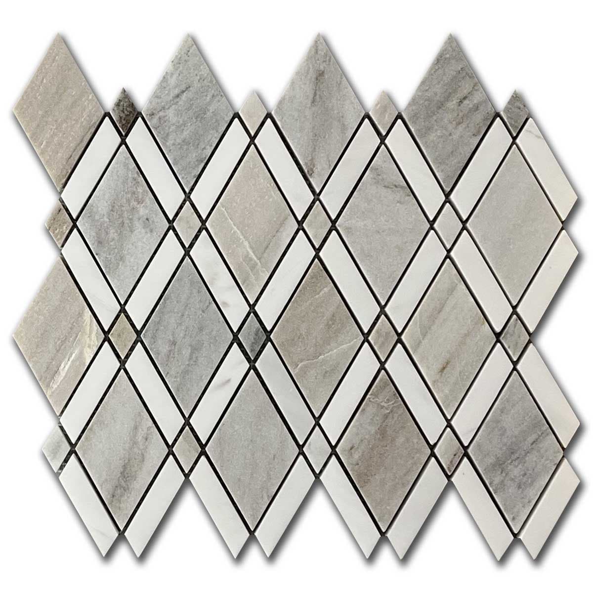 мозайка Палисандро И Доломит Микс Даймънд – Шлайфан Мрамор 5x5 см | Ексклузивен Естествен Камък