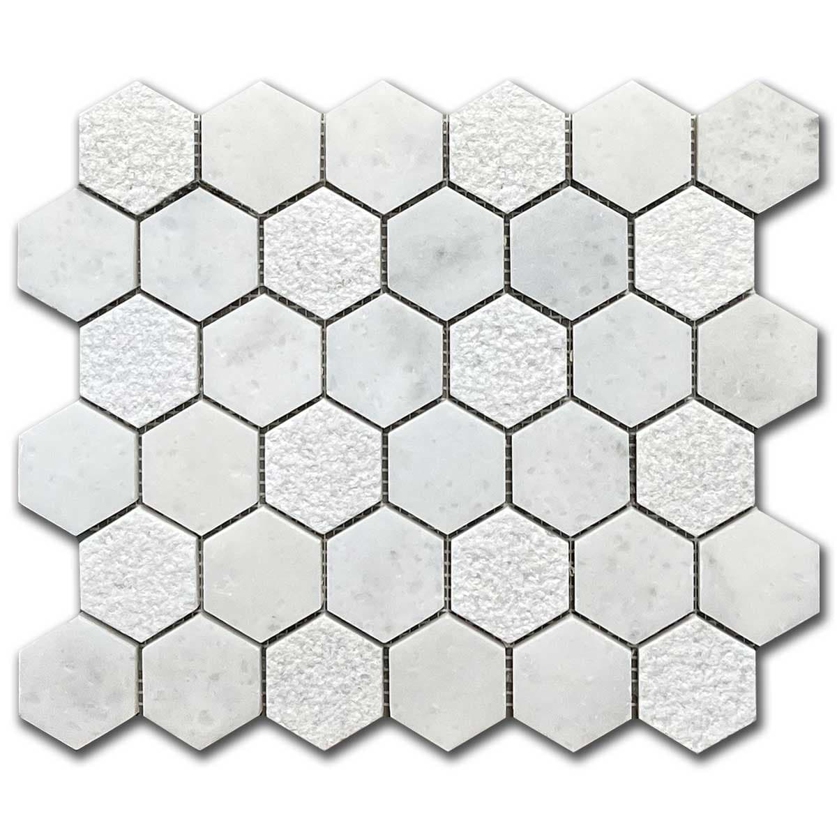 мозайка Карера Хексагон Мултифиниш – Мрамор 5x5 см | Ексклузивен Естествен Камък