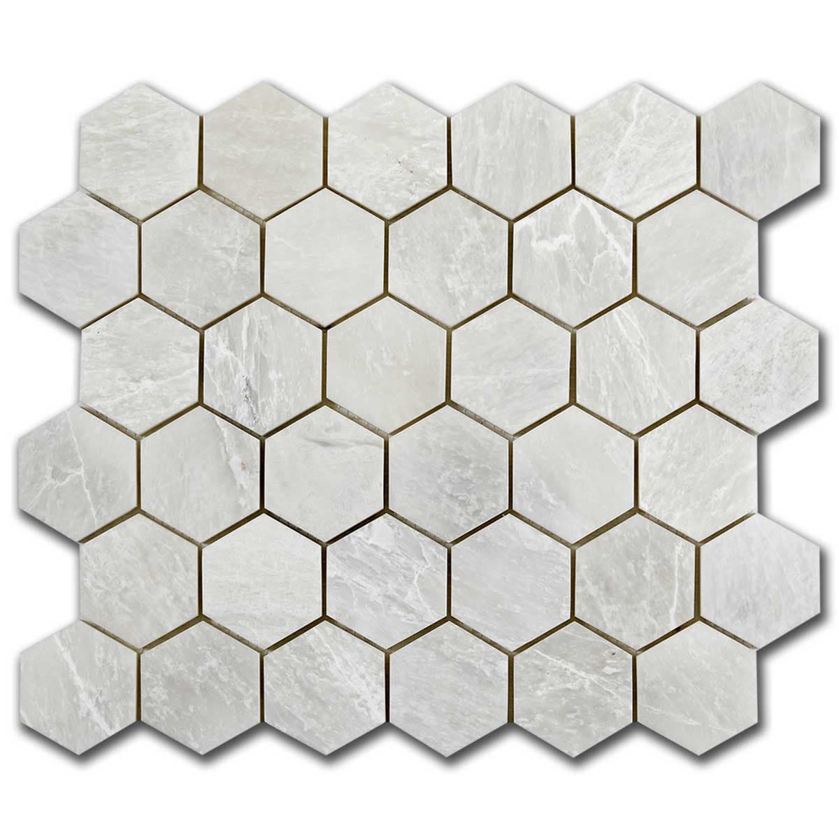мозайка Айсберг Хексагон – Полиран Мрамор 5x5 см | Ексклузивен Естествен Камък