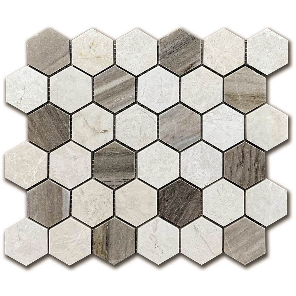 мозайка Корбел Хексагон (ванилла И Палисандро Микс) – Полиран Мрамор 5x5 см | Ексклузивен Естествен Камък