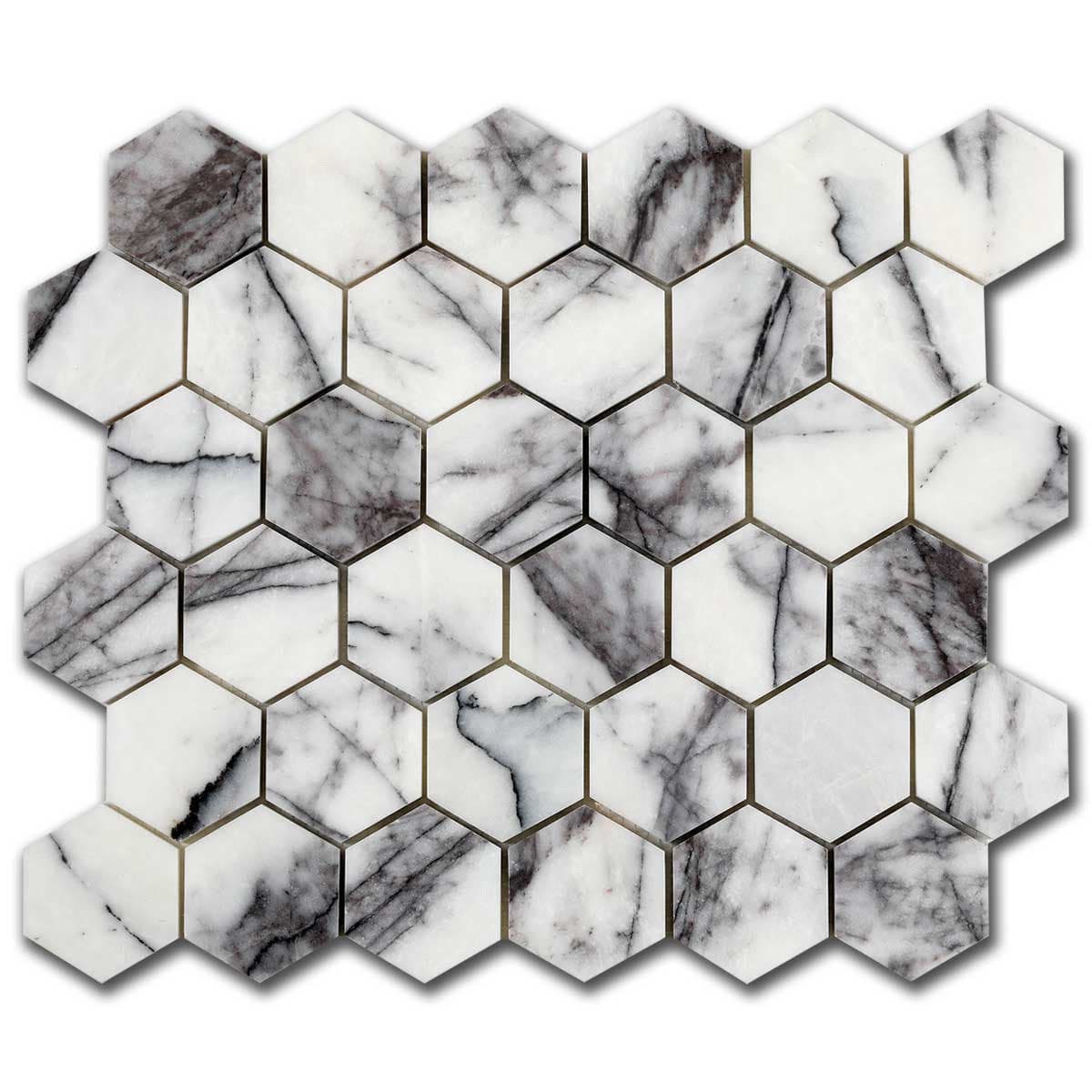 мозайка Лейлак Хексагон – Полиран Мрамор 5x5 см | Ексклузивен Естествен Камък