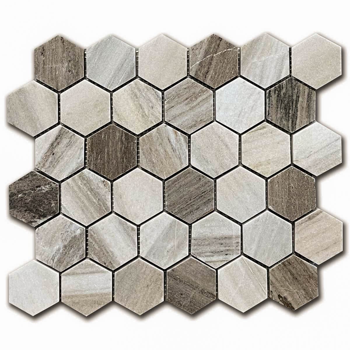 мозайка Палисандро Хексагон – Полиран Мрамор 5x5 см | Ексклузивен Естествен Камък