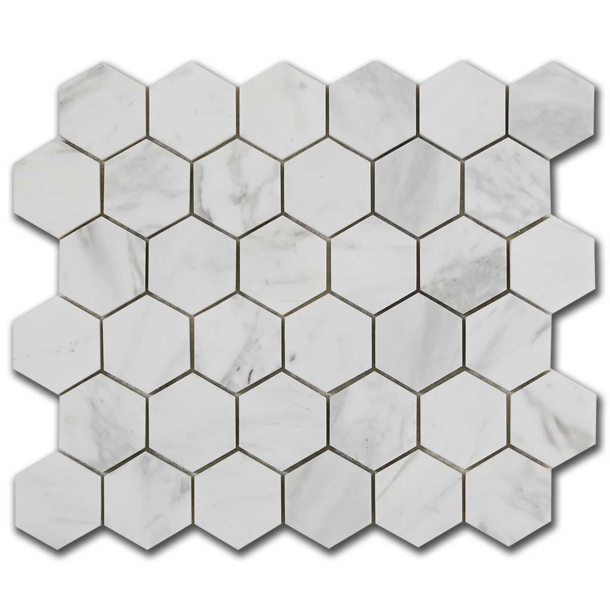 мозайка Волакас Хексагон – Полиран Мрамор 5x5 см | Ексклузивен Естествен Камък