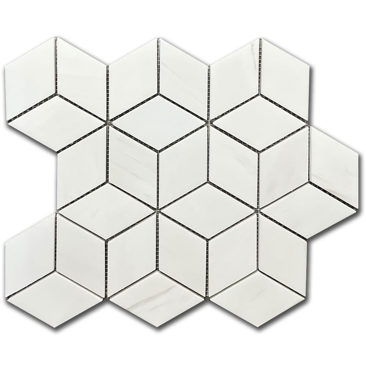 мозайка Доломит Ромбус – Полиран Мрамор 5x5 см | Ексклузивен Естествен Камък