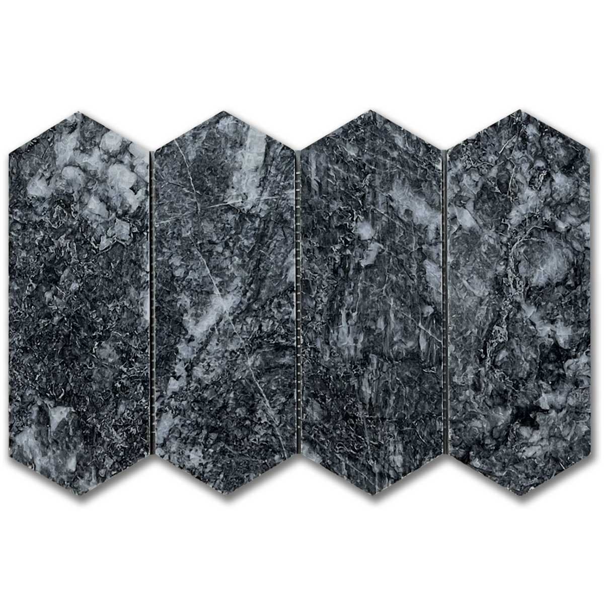 мозайка Астро Пикът – Шлайфан Мрамор 7.5x20.3 см | Ексклузивен Естествен Камък