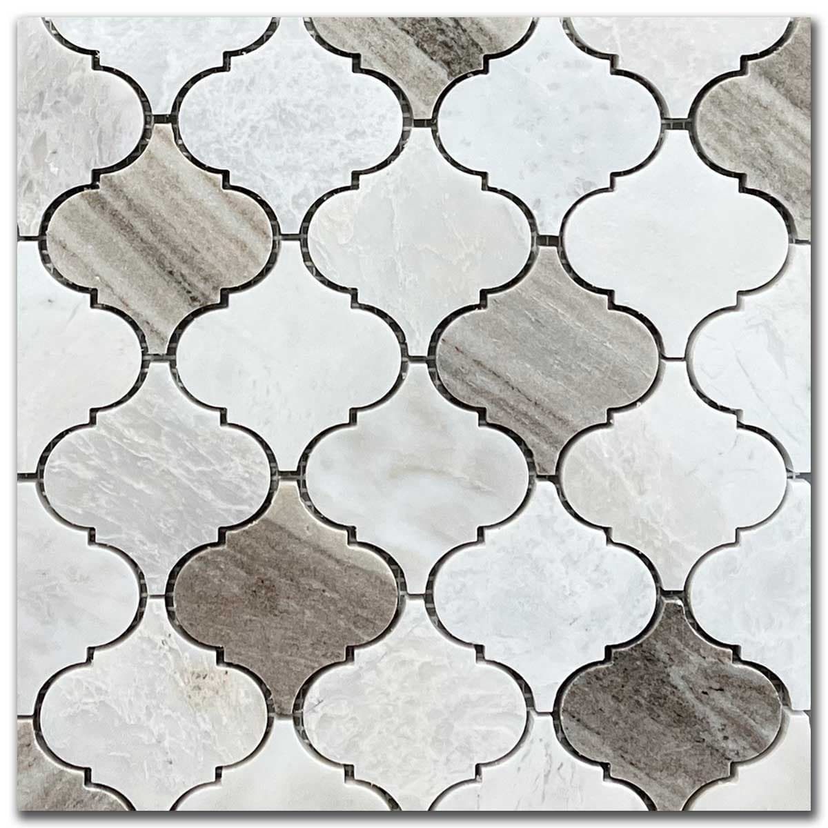 мозайка Айсберг И Палисандро Арабеск – Полиран Мрамор 7.5x7.5 см | Ексклузивен Естествен Камък