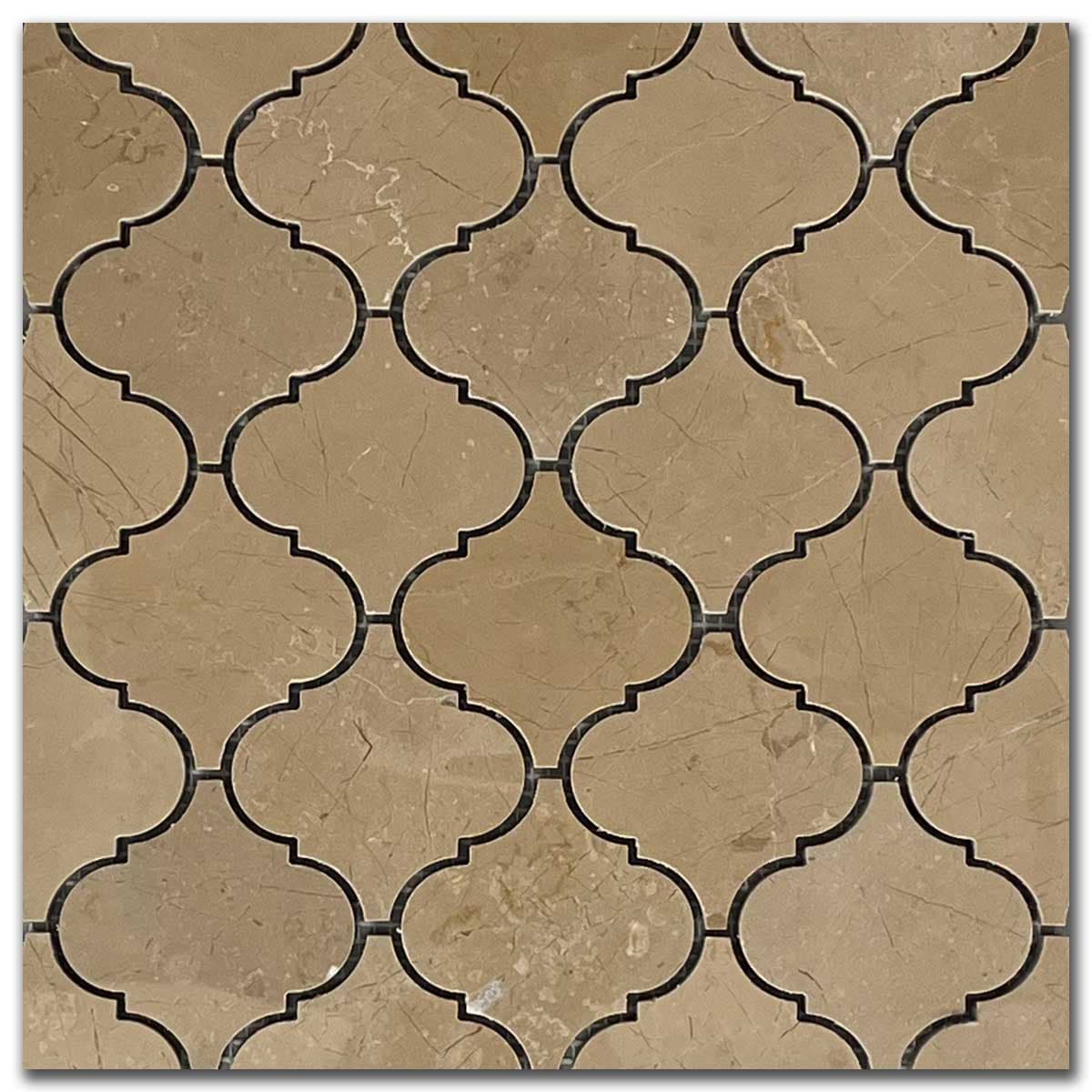 мозайка Дарк Беж Арабеск – Полиран Мрамор 7.5x7.5 см | Ексклузивен Естествен Камък