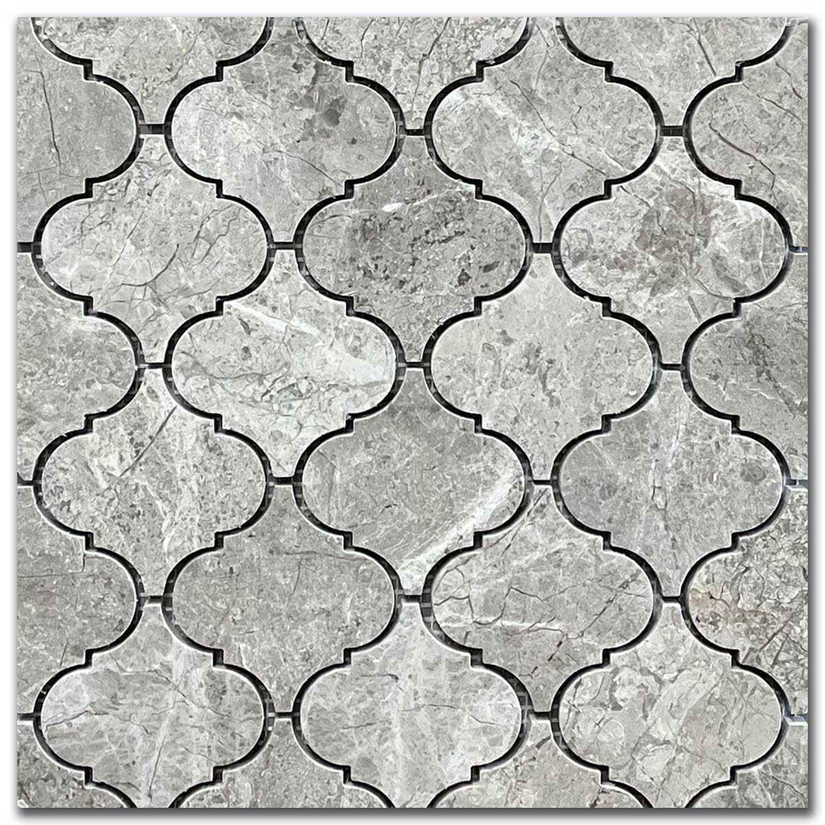 мозайка Тундра Грей Арабеск – Полиран Мрамор 7.5x7.5 см | Ексклузивен Естествен Камък