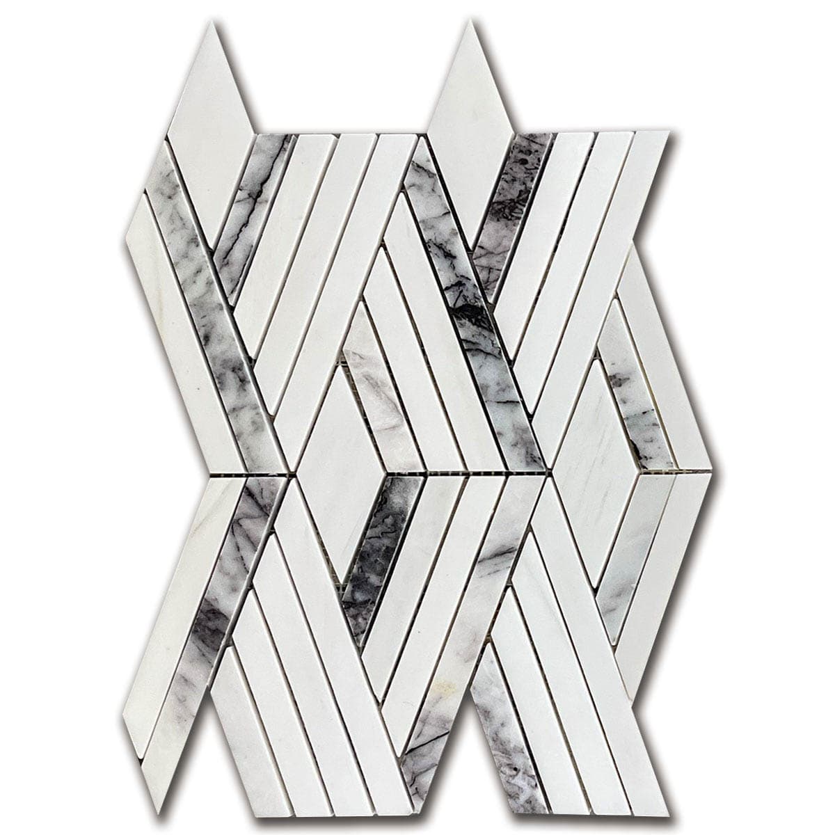 мозайка Доломит И Лейлак Стик Даймънд – Полиран Мрамор 27x30.5 см | Ексклузивен Естествен Камък