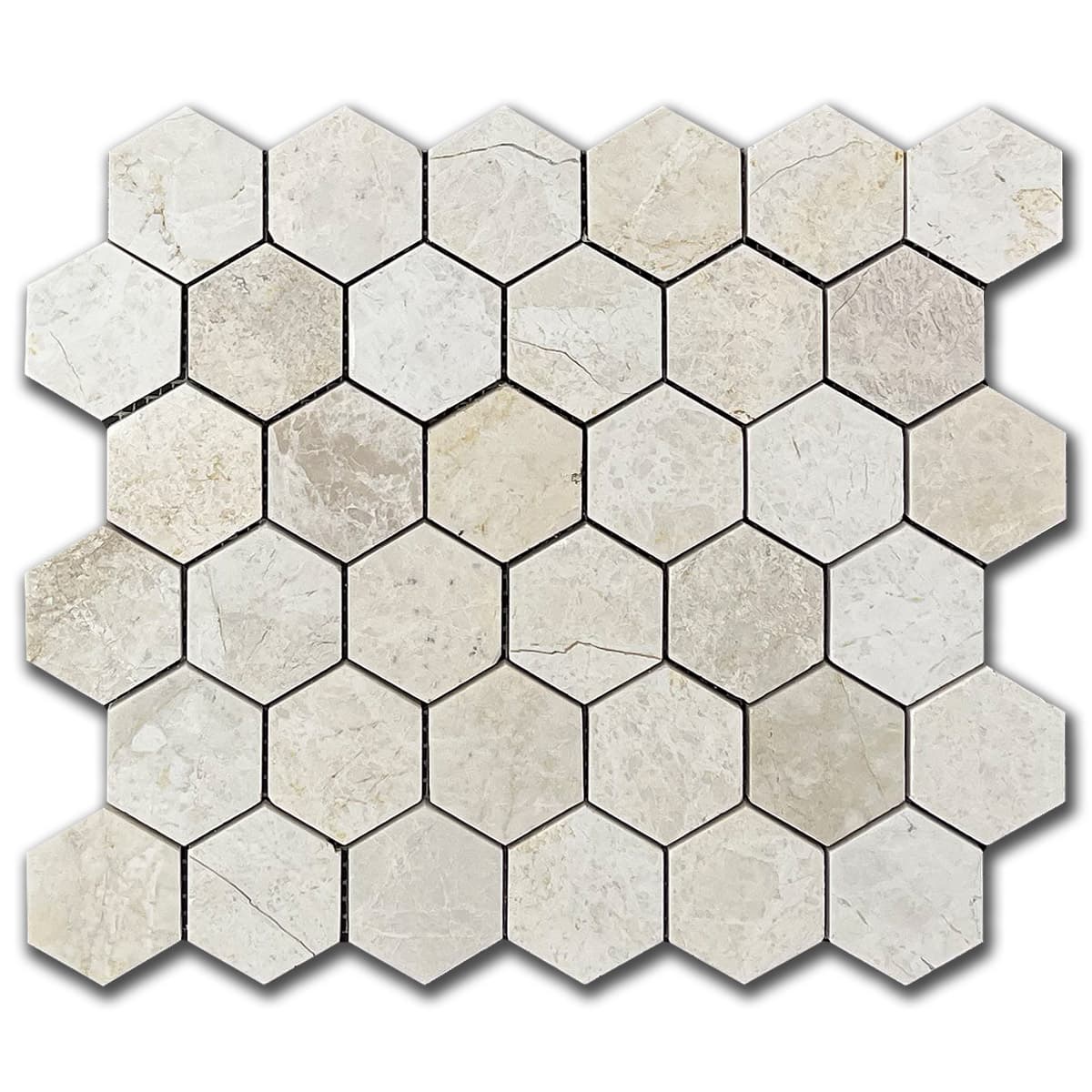 мозайка Ванилла Голд Хексагон – Полиран Мрамор 5x5 см | Ексклузивен Естествен Камък