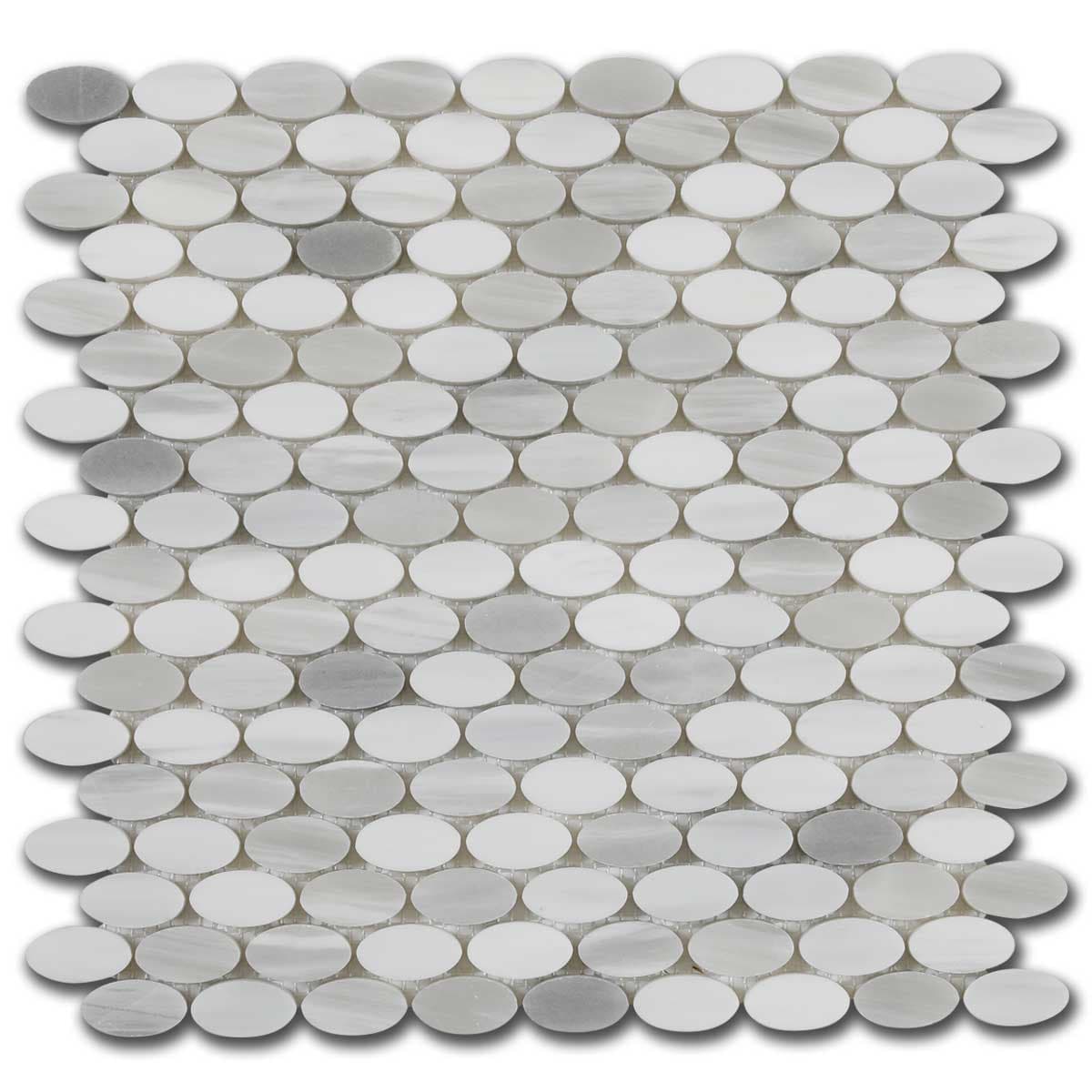 мозайка Панда Елипс – Полиран Мрамор 30x30 см | Ексклузивен Естествен Камък