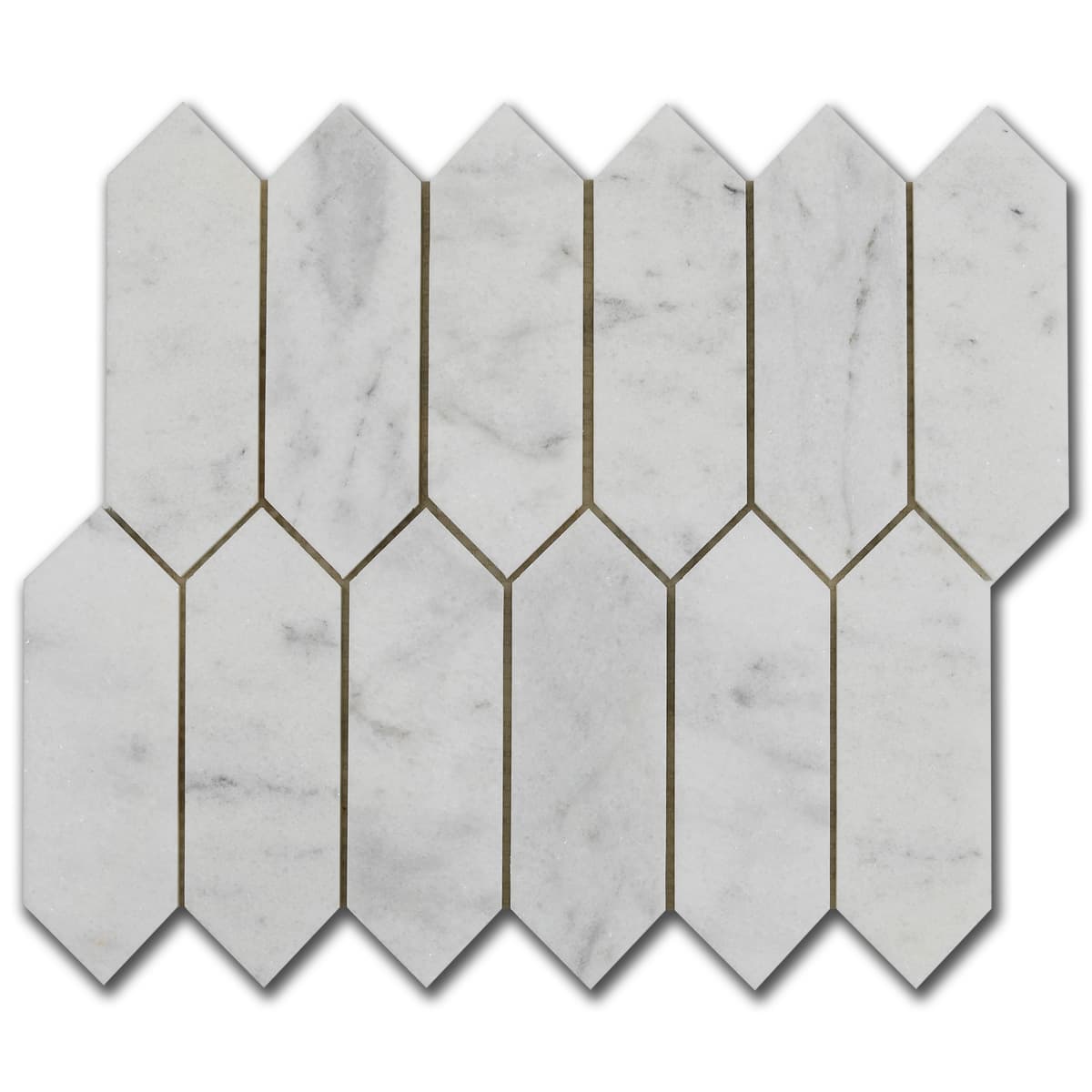 мозайка Бианко Пикът – Полиран Мрамор 5x15 см | Ексклузивен Естествен Камък