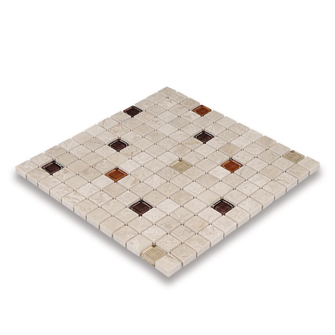 мозайка Беж Гласмикс – Полиран Мрамор 2.5x2.5 см | Ексклузивен Естествен Камък