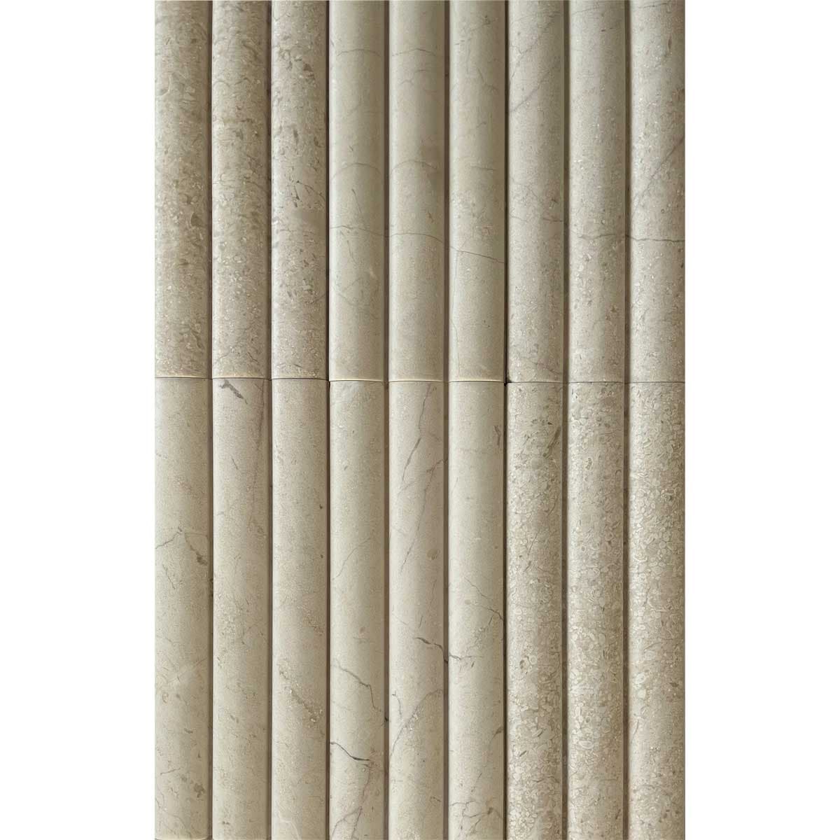 беж Раунд Лайн – Изчеткан Мрамор 10x30 см | Ексклузивен Естествен Камък