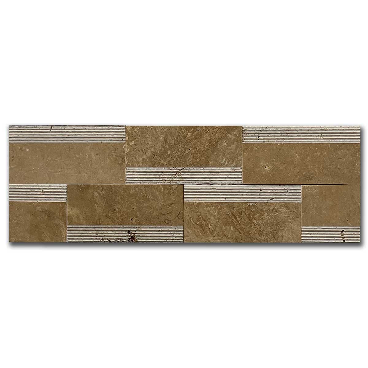 мозайка Ноче Лайндроу – Шлайфан Травертин 14x42 см | Ексклузивен Естествен Камък