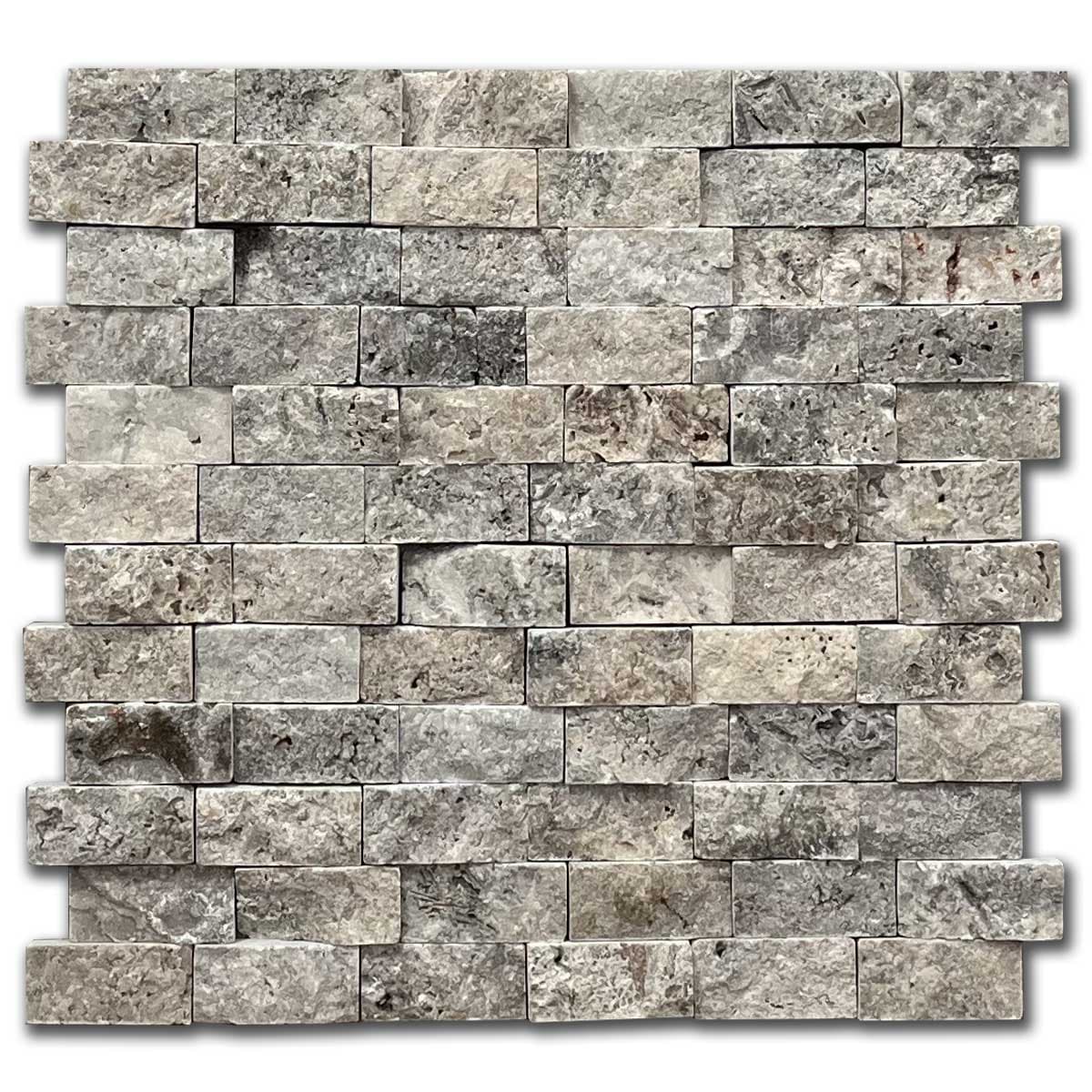 мозайка Силвър-2 – Глиц Травертин 2.5x5 см | Ексклузивен Естествен Камък