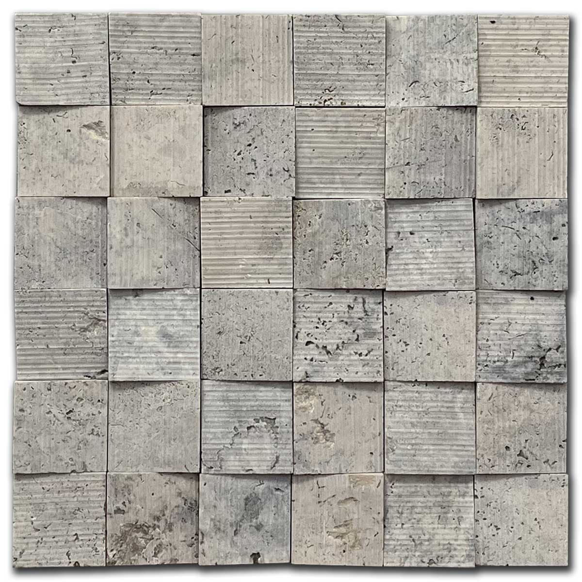 мозайка Силвър Вейв 3d – Травертин 30x30 см | Ексклузивен Естествен Камък