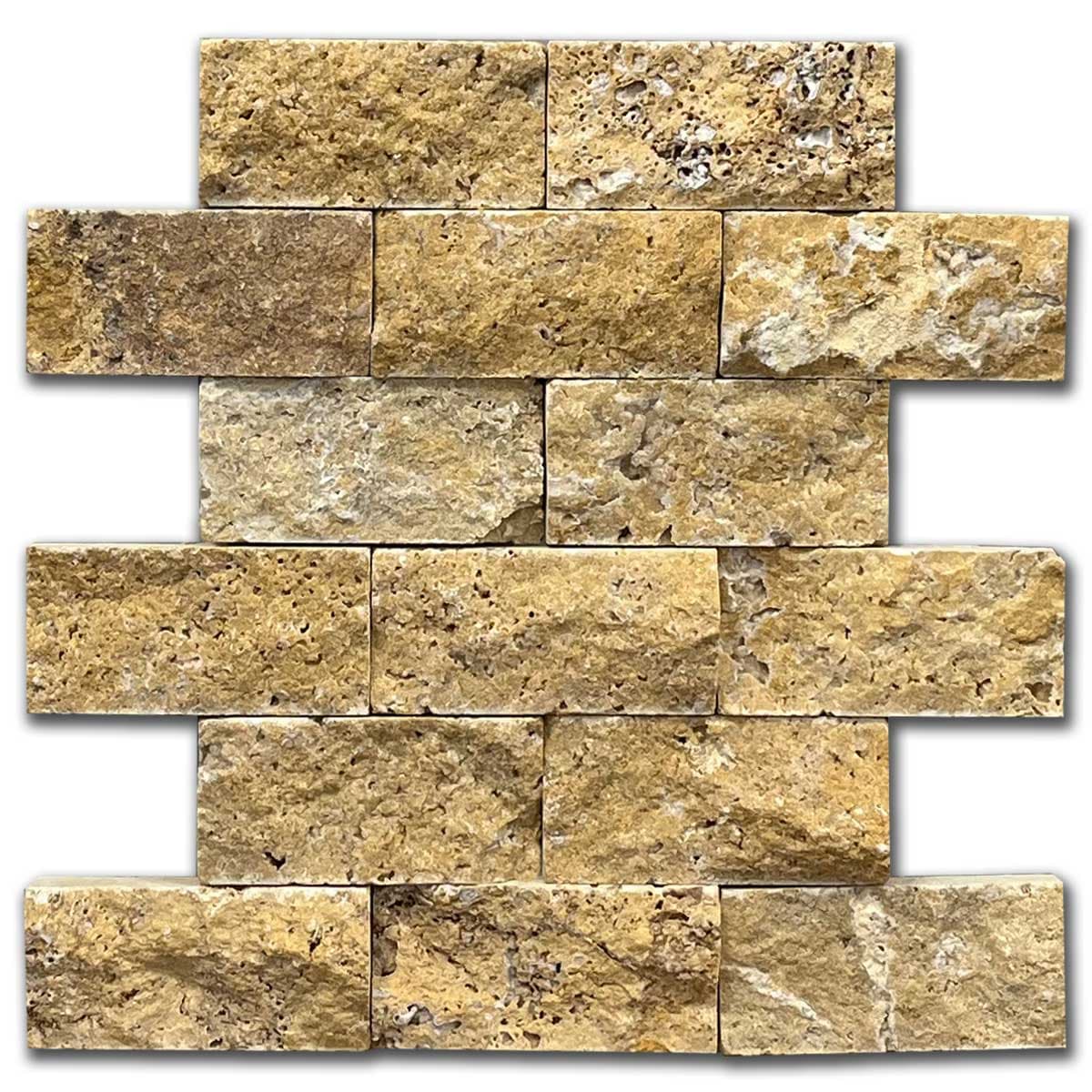мозайка Голд – Глиц Травертин 5x10 см | Ексклузивен Естествен Камък