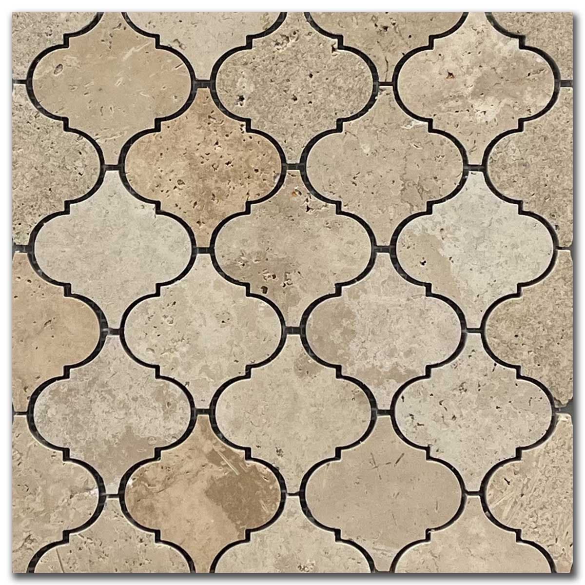 мозайка Айвори Арабеск – Шлайфан Травертин 7.5x7.5 см | Ексклузивен Естествен Камък