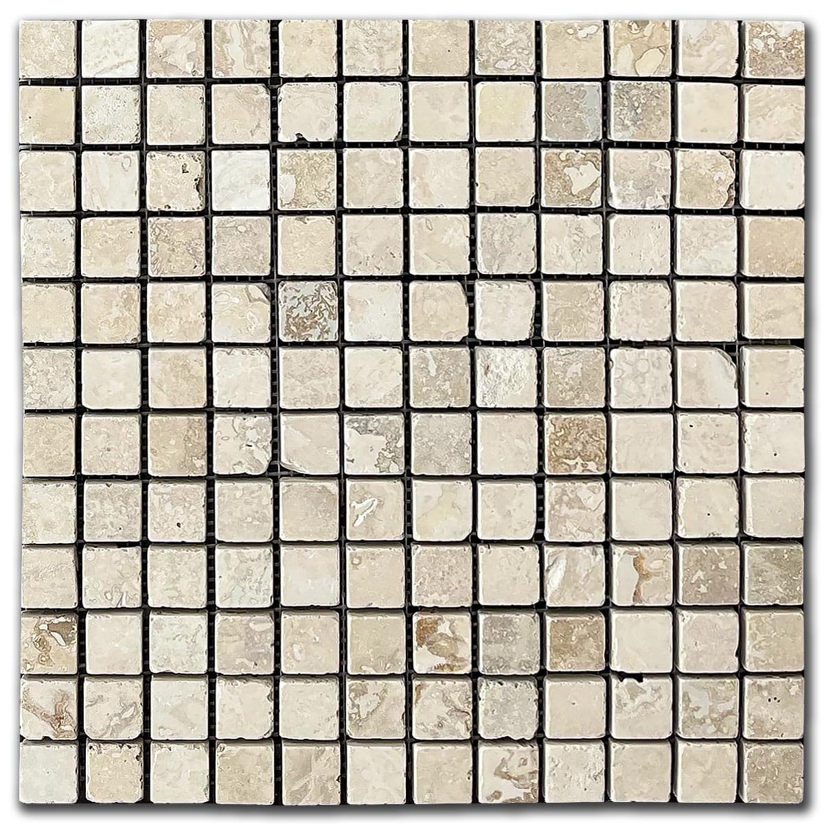 мозайка Айвори Антикиран Икономичен – Травертин 2.5x2.5 см | Ексклузивен Естествен Камък