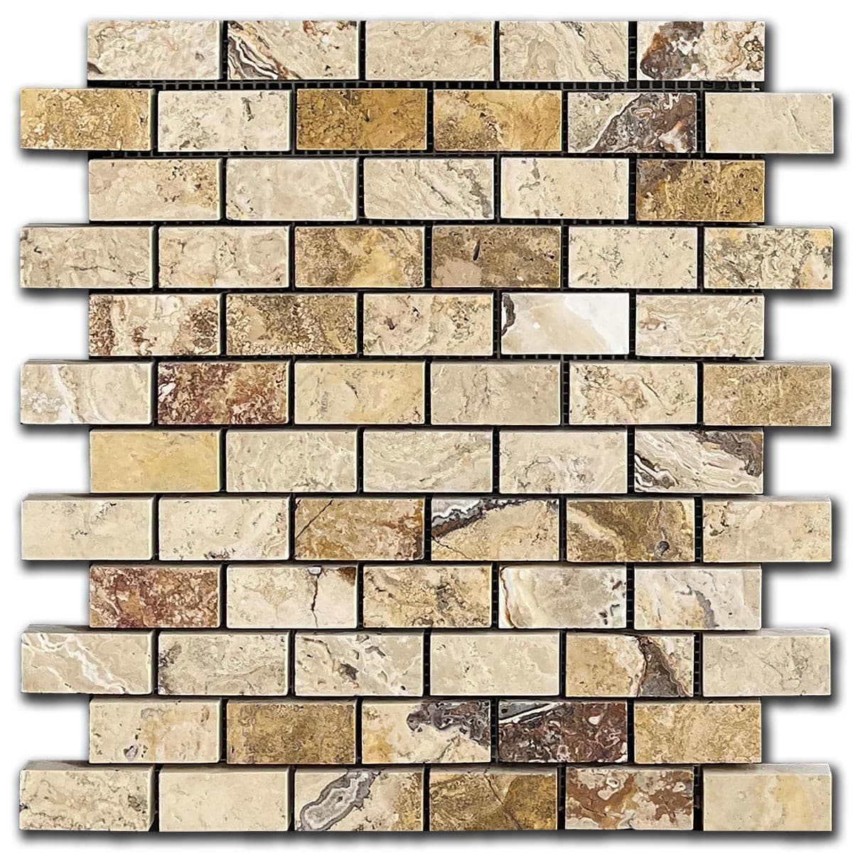 мозайка Скабас-2 Брик – Шлайфан Травертин 2.5x5 см | Ексклузивен Естествен Камък