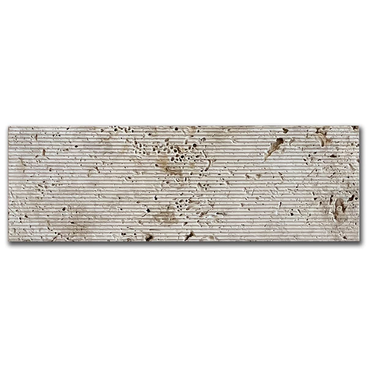 айвори Линеа – Изчеткан Травертин 10x28 см | Ексклузивен Естествен Камък