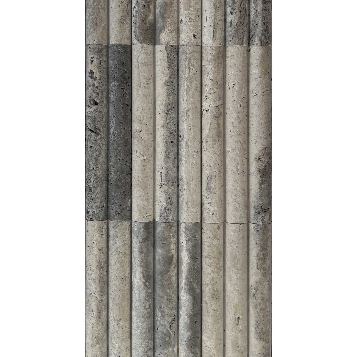 силвър Рем Раунд Лайн – Изчеткан Травертин 10x30 см | Ексклузивен Естествен Камък