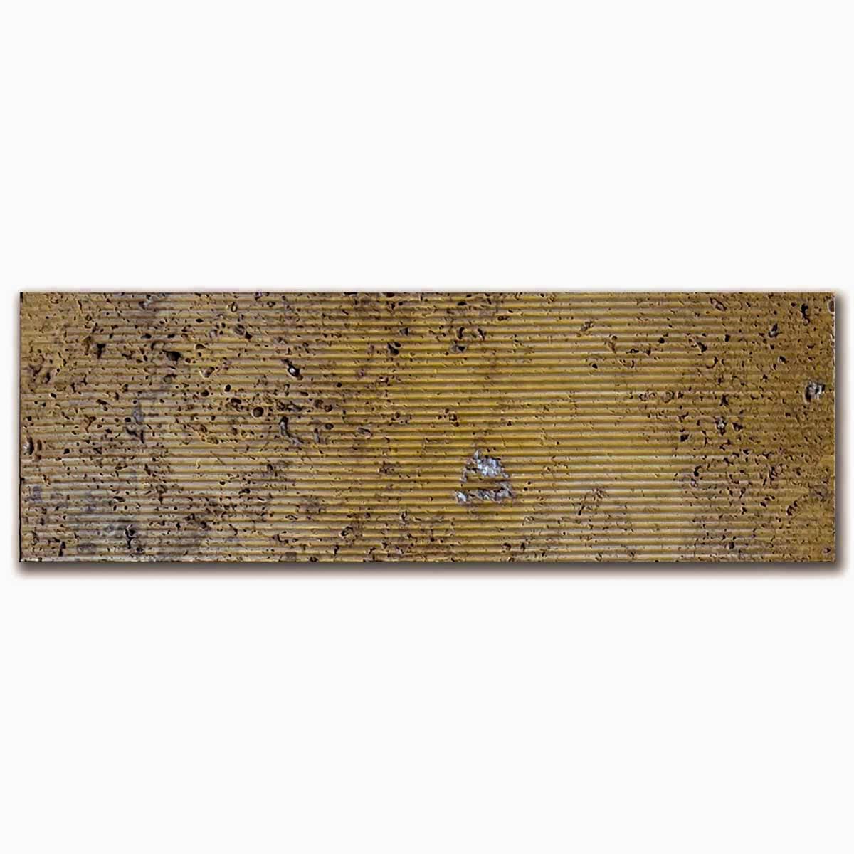 голд Линеа – Изчеткан Травертин 10x28 см | Ексклузивен Естествен Камък