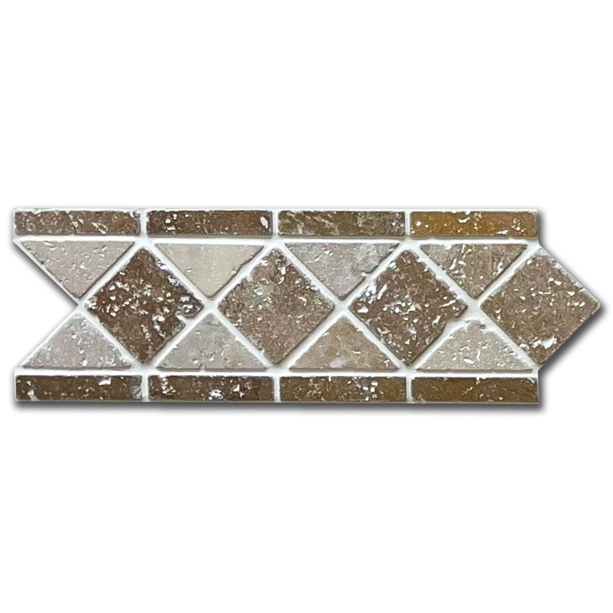 фриз Ноче И Айвори Микс Листелло Антикиран – Травертин 10x30.5 см | Ексклузивен Естествен Камък